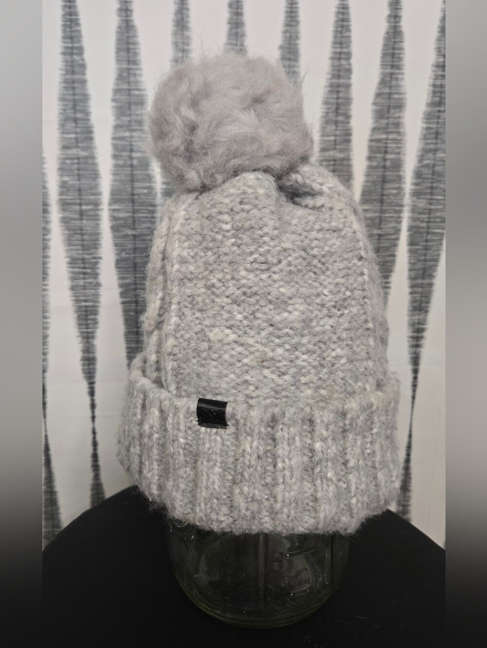 D&Y Light Gray Pom Pom Cable Knit Beanie - Women Accessories